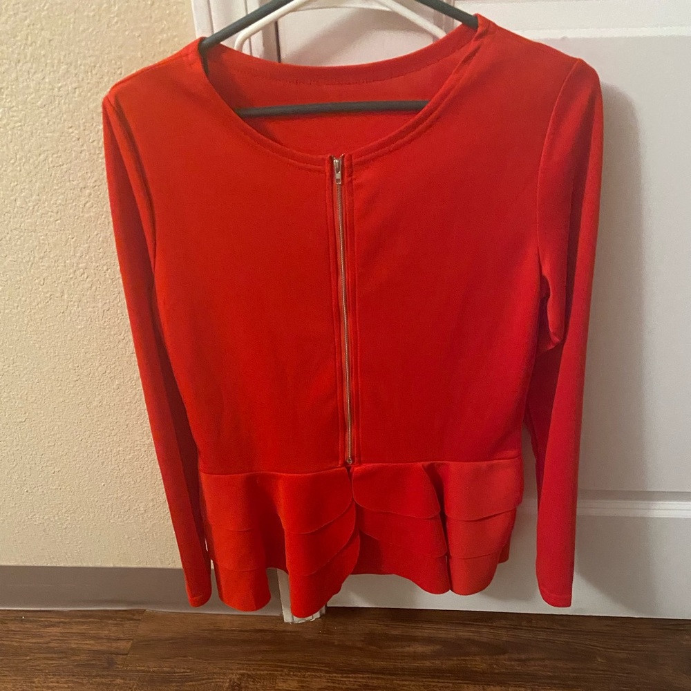 Red Ruffle Pants Suit - Picture 3 of 4